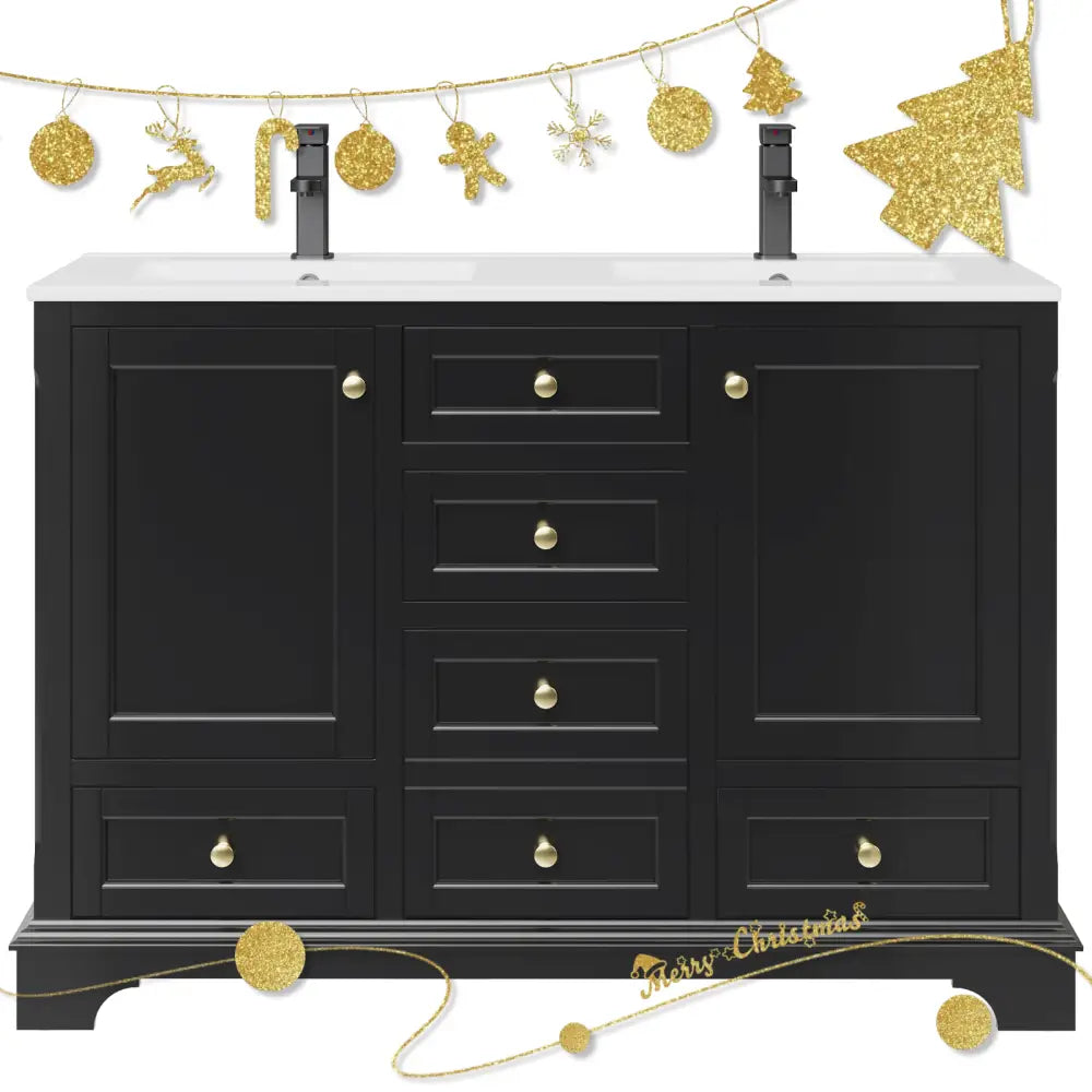 Retro 48’’ Freestanding Double Vanity Cabinets with Arch Feet 浴室柜