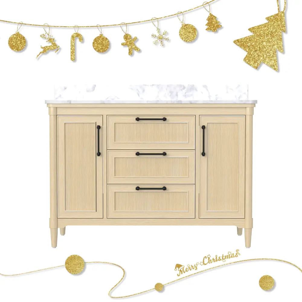 Vantara 48’’ Freestanding Single Vanity Cabinets with Fluted Texture Light Clay 浴室柜