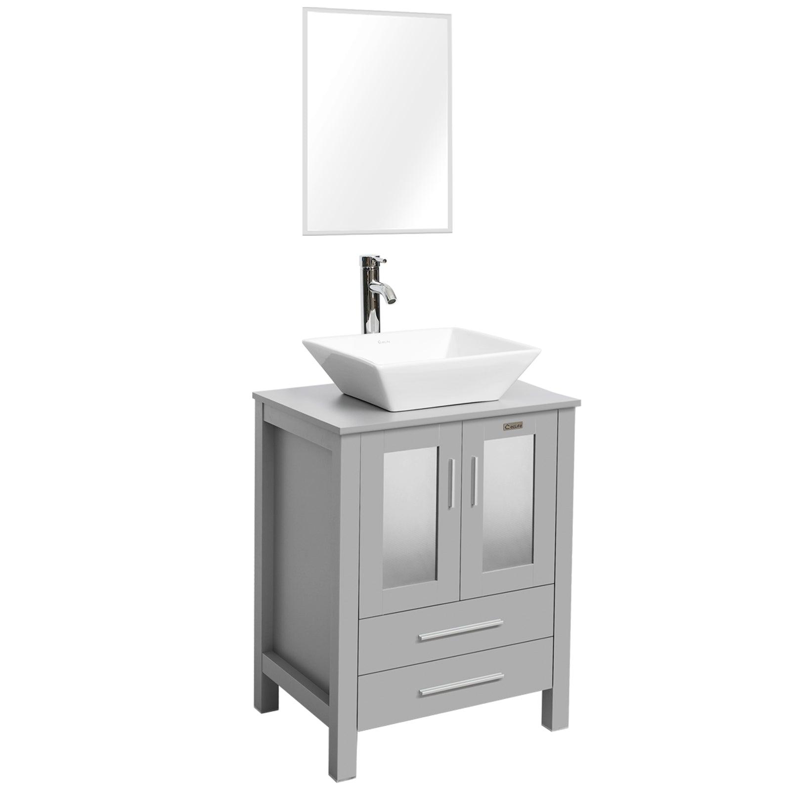 24” Grey Vanity Combo with Doors & Drawers