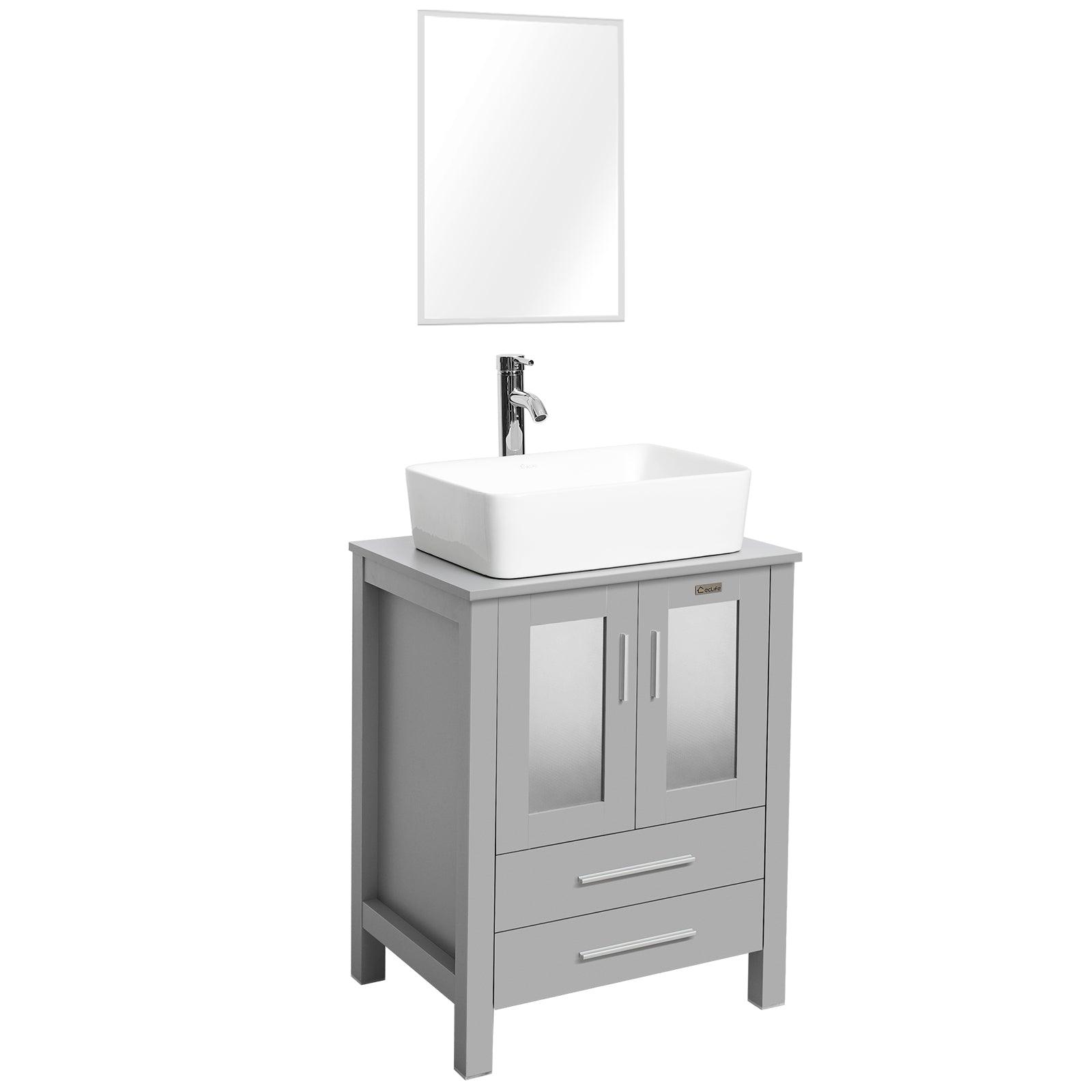 24” Grey Vanity Combo with Doors & Drawers