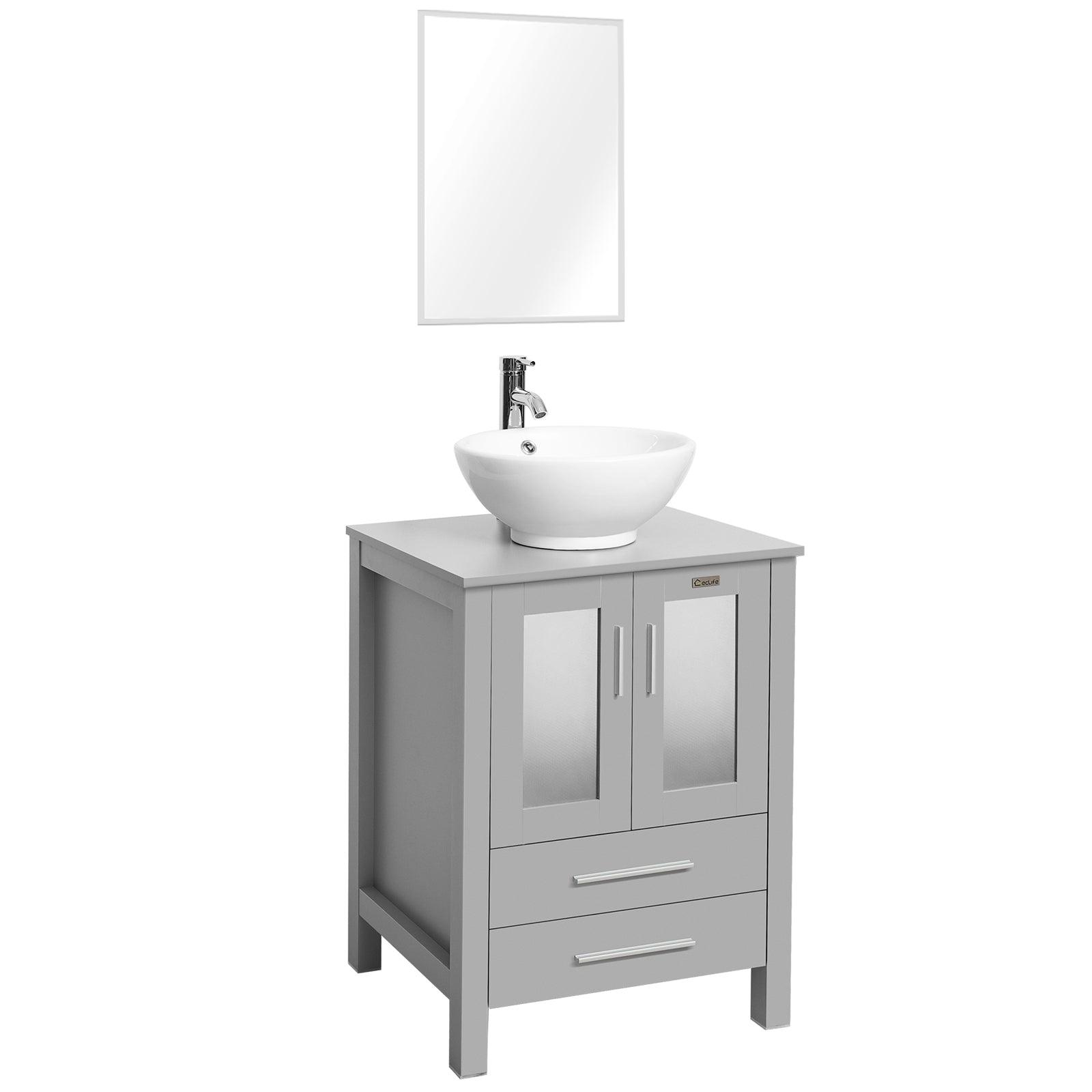 24” Grey Vanity Combo with Doors & Drawers