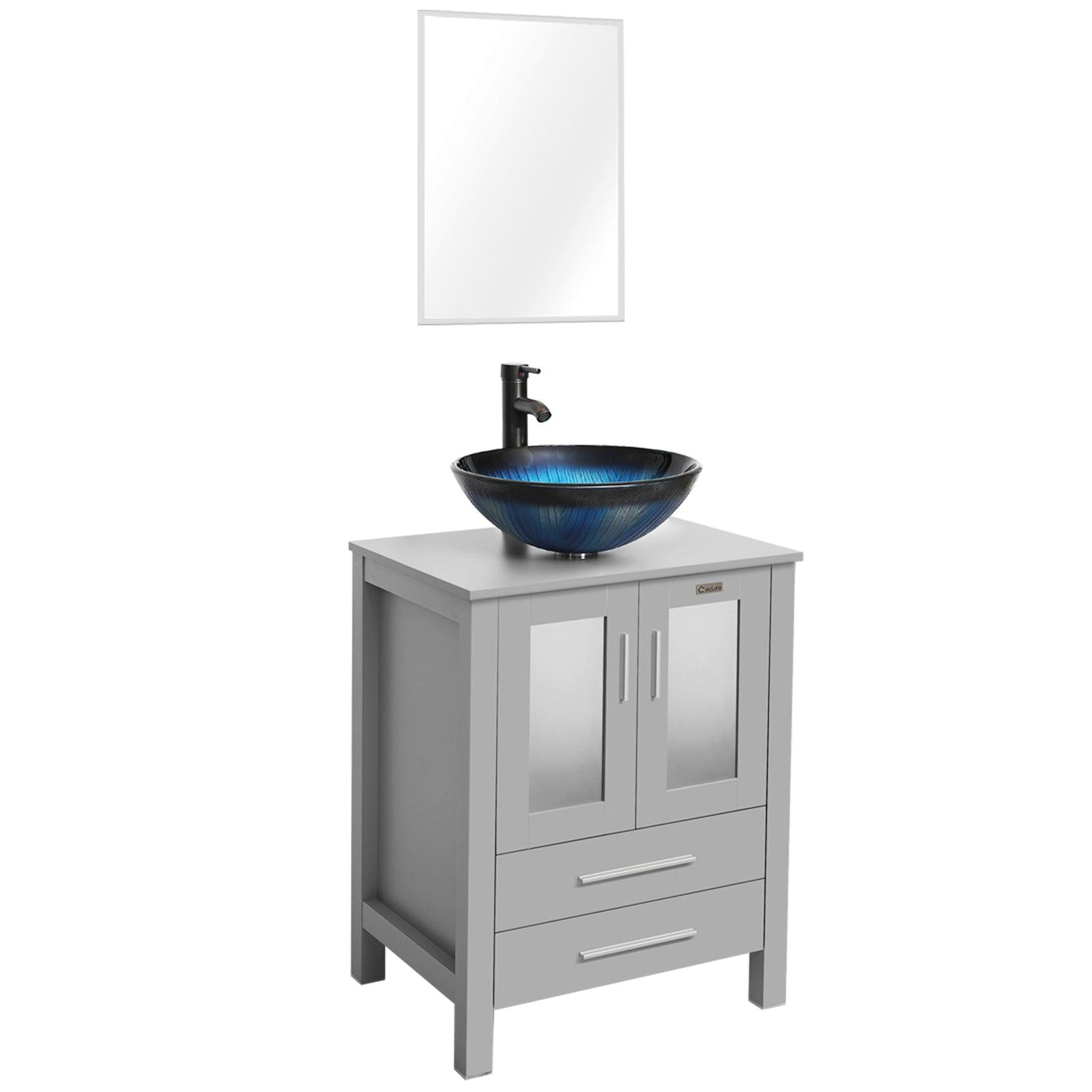 24” Grey Vanity Combo with Doors & Drawers