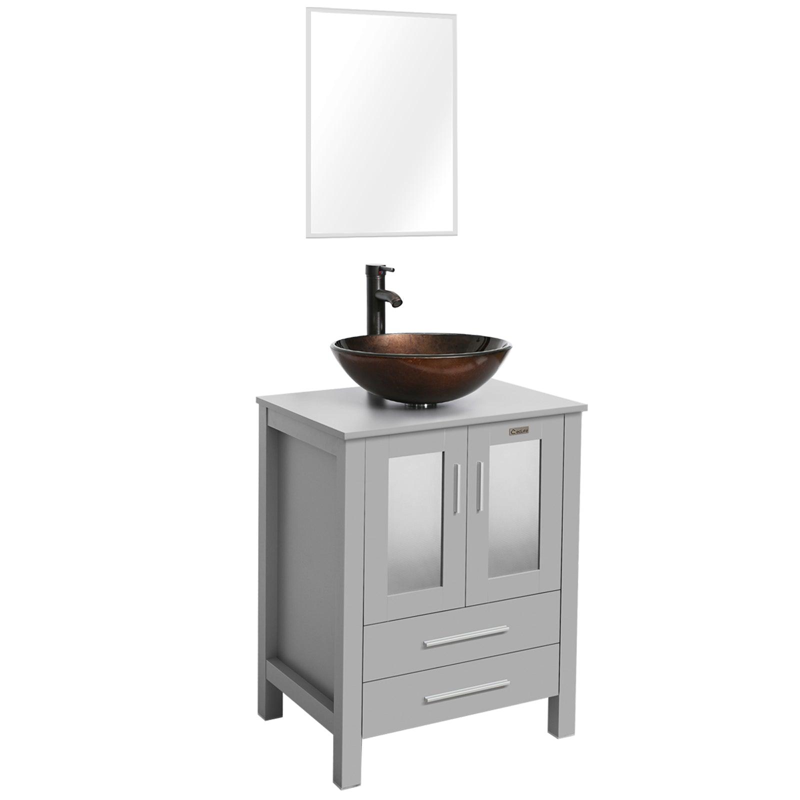 24” Grey Vanity Combo with Doors & Drawers