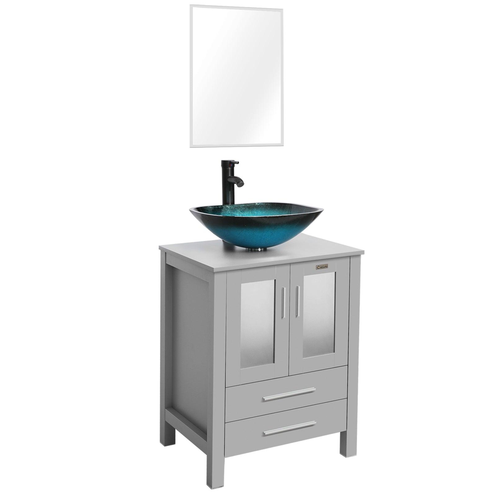 24” Grey Vanity Combo with Doors & Drawers
