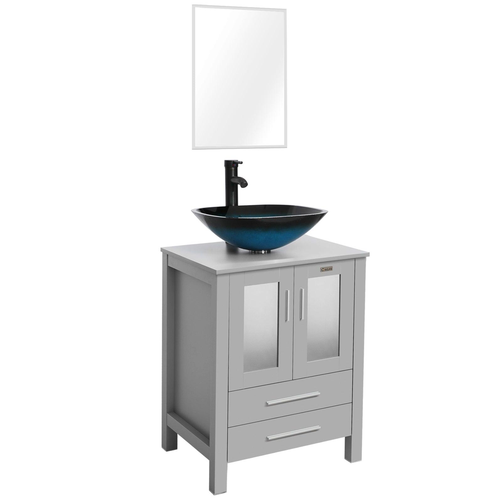 24” Grey Vanity Combo with Doors & Drawers