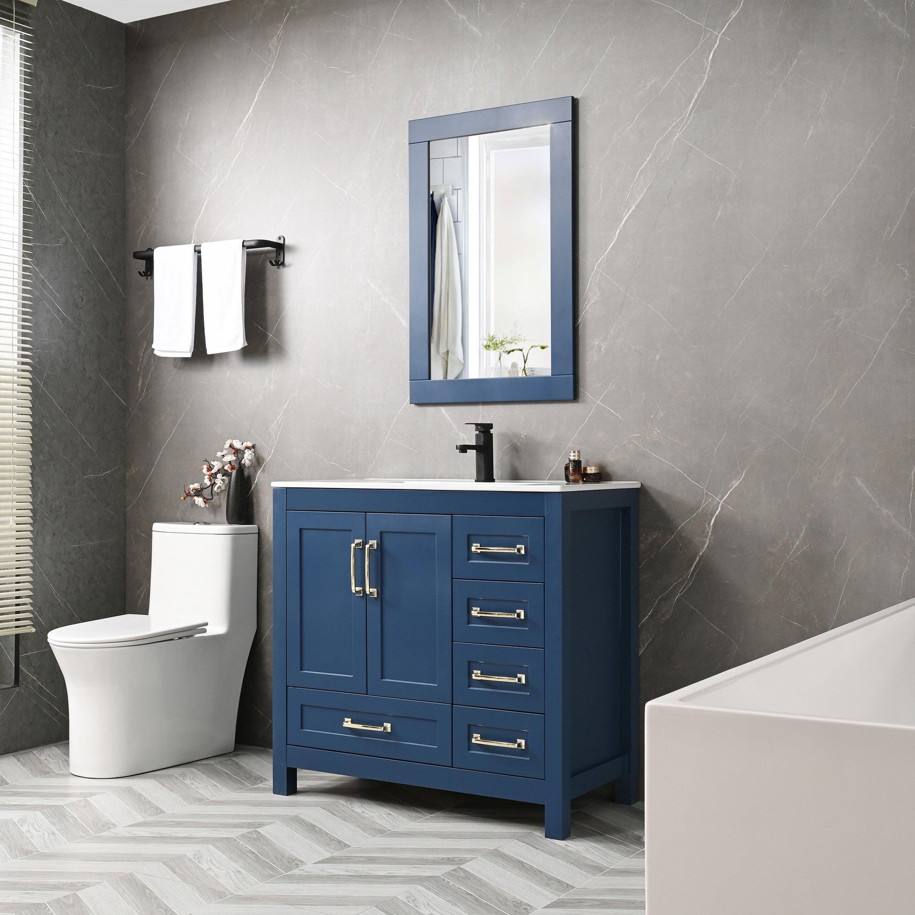 Modern 36" Freestanding Bathroom Vanity Combo with Single Undermount Sink