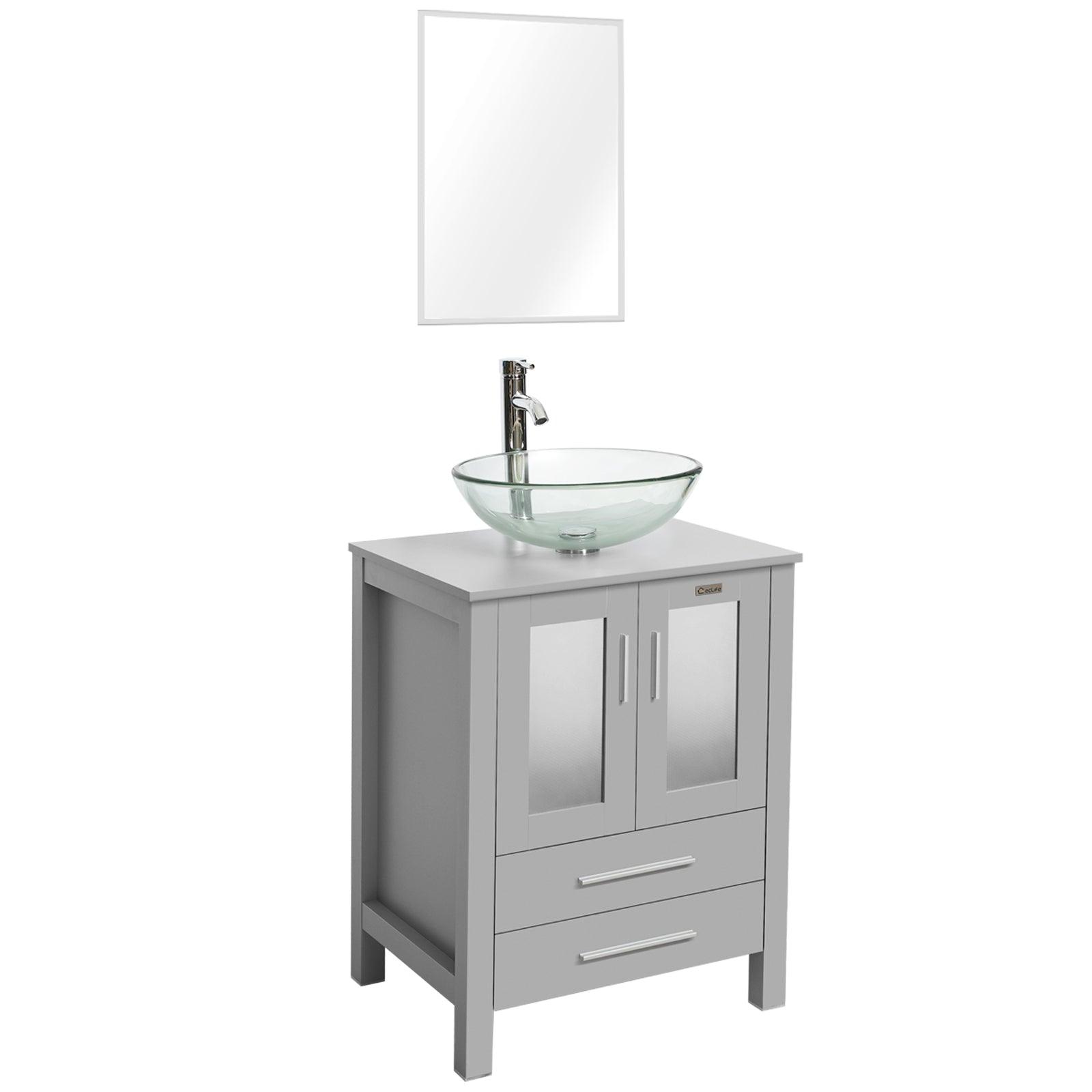 24” Grey Vanity Combo with Doors & Drawers