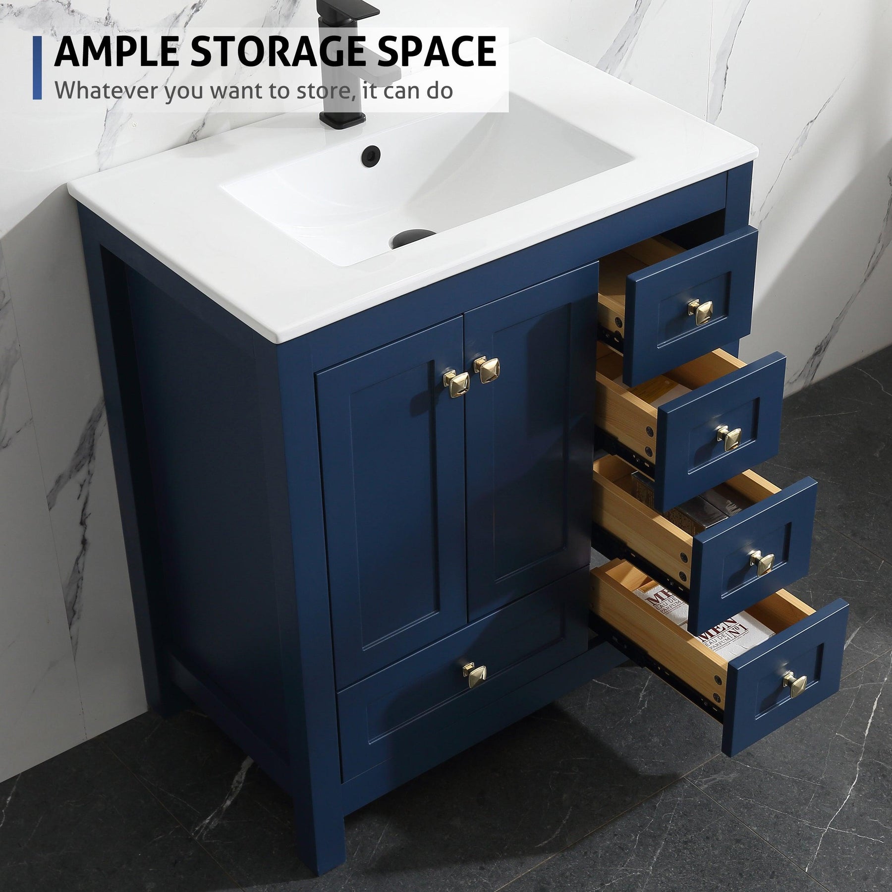 Modern 36" Freestanding Bathroom Vanity Combo with Single Undermount Sink