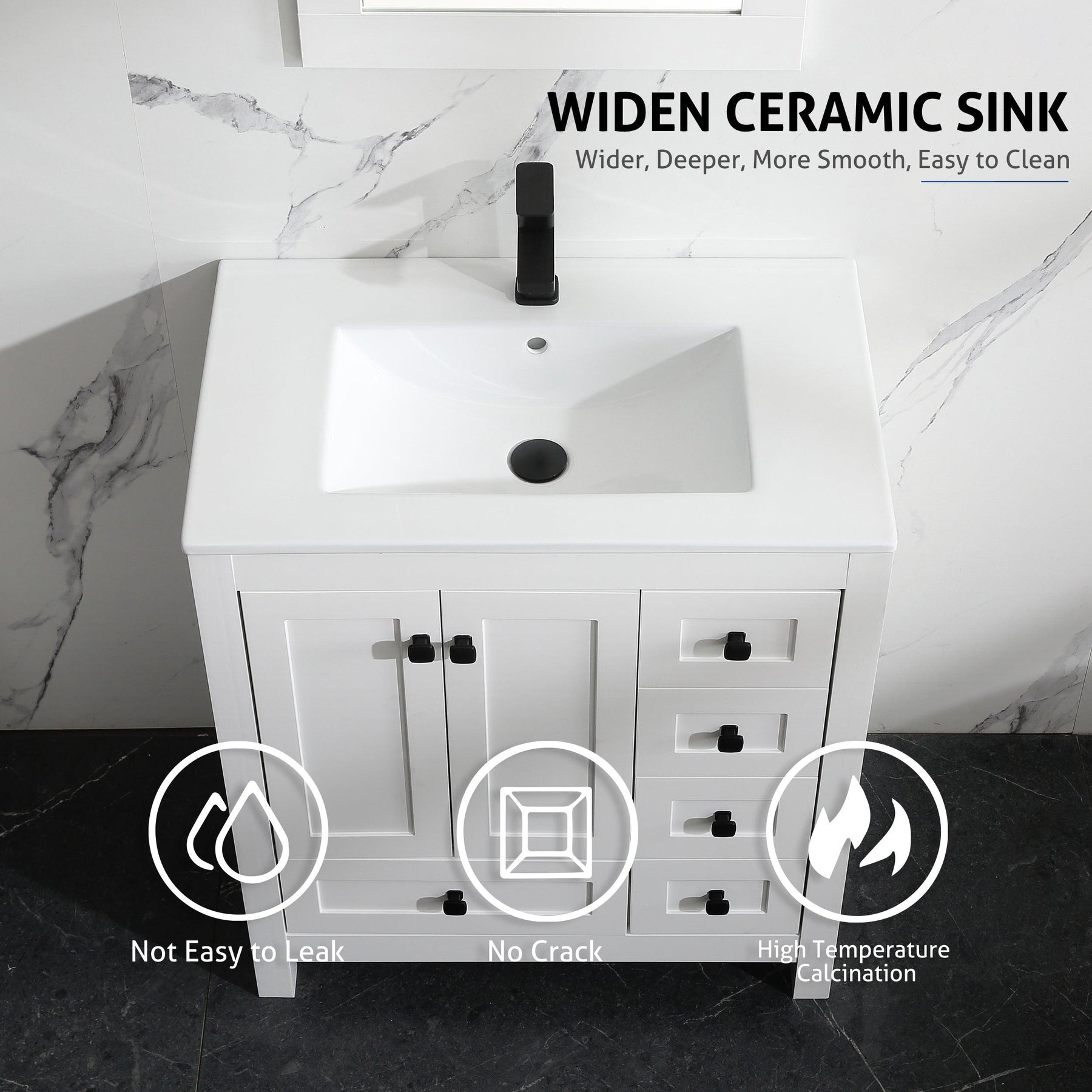Modern 30" Freestanding Single Vanity Cabinets with Classic Design