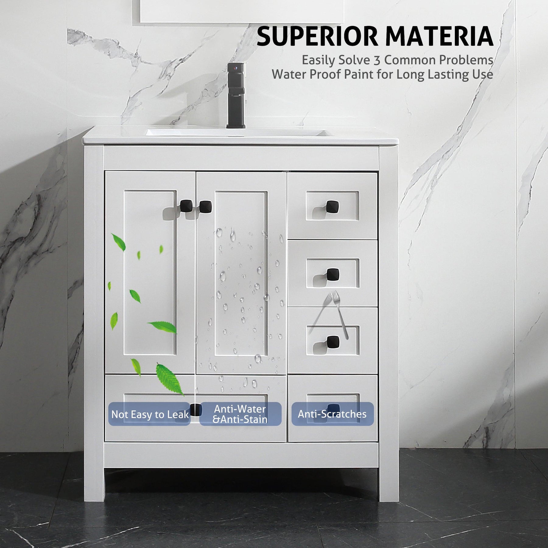 Modern 30" Freestanding Single Vanity Cabinets with Classic Design
