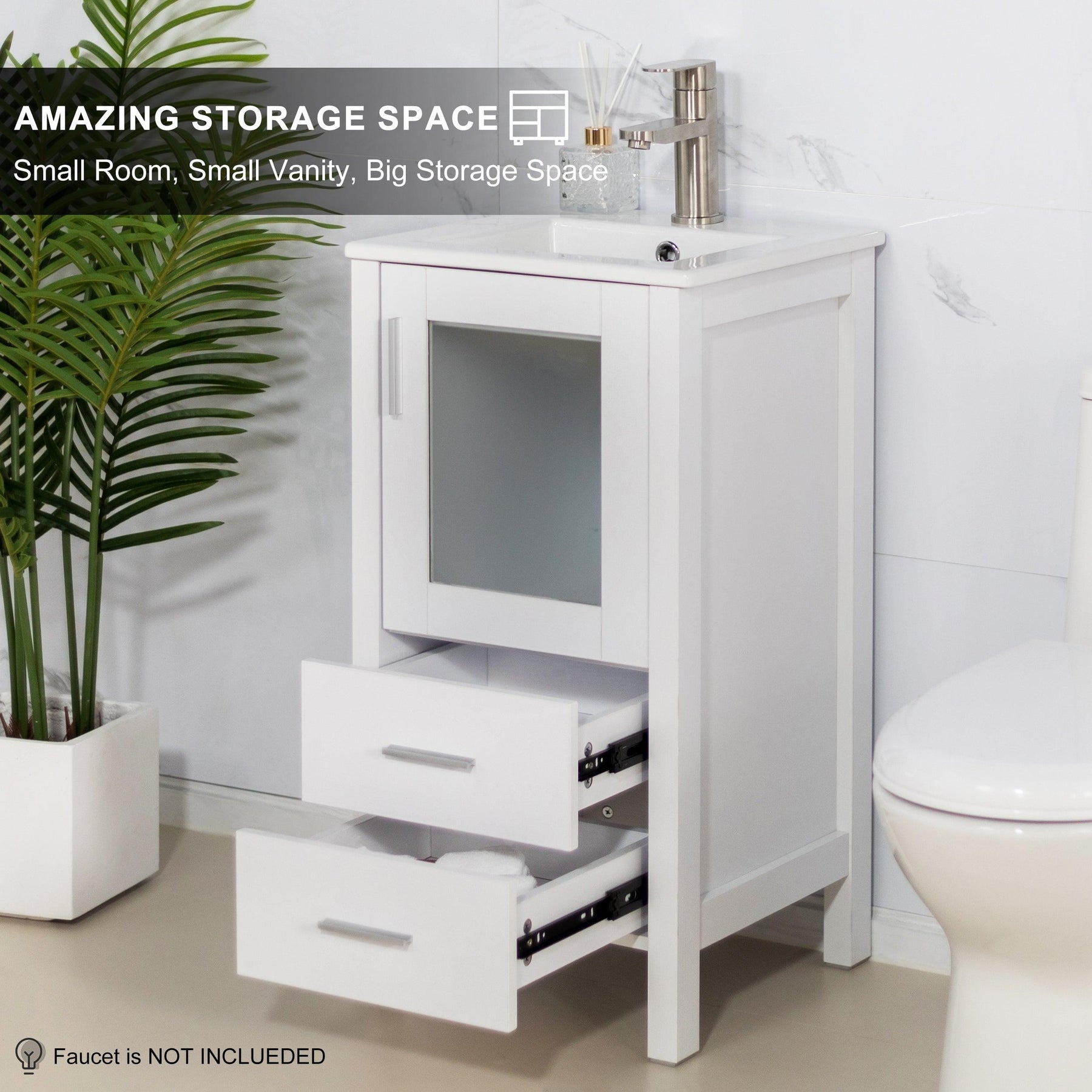 16" Small Bathroom Vanity with Undermount Ceramic Sink