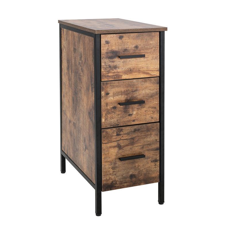 12" Bathroom Cabinet 3 Drawer Organizer Free Standing Single Vanity, Small Nightstand, White Vanity MDF(Ivory)