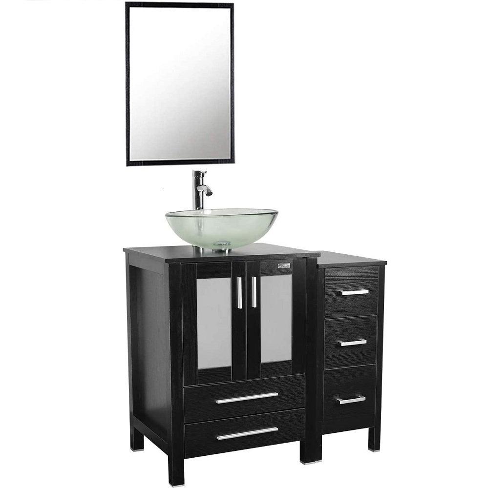 Eclife 36" Modern Pedestal Bathroom Vanity W/Side Cabinet Combo Set