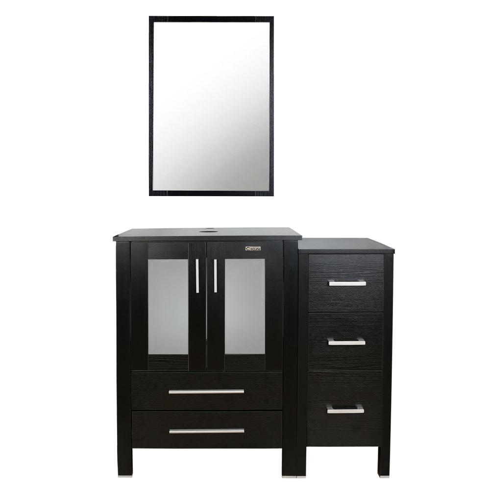 Eclife 36" Modern Pedestal Bathroom Vanity W/Side Cabinet Combo Set