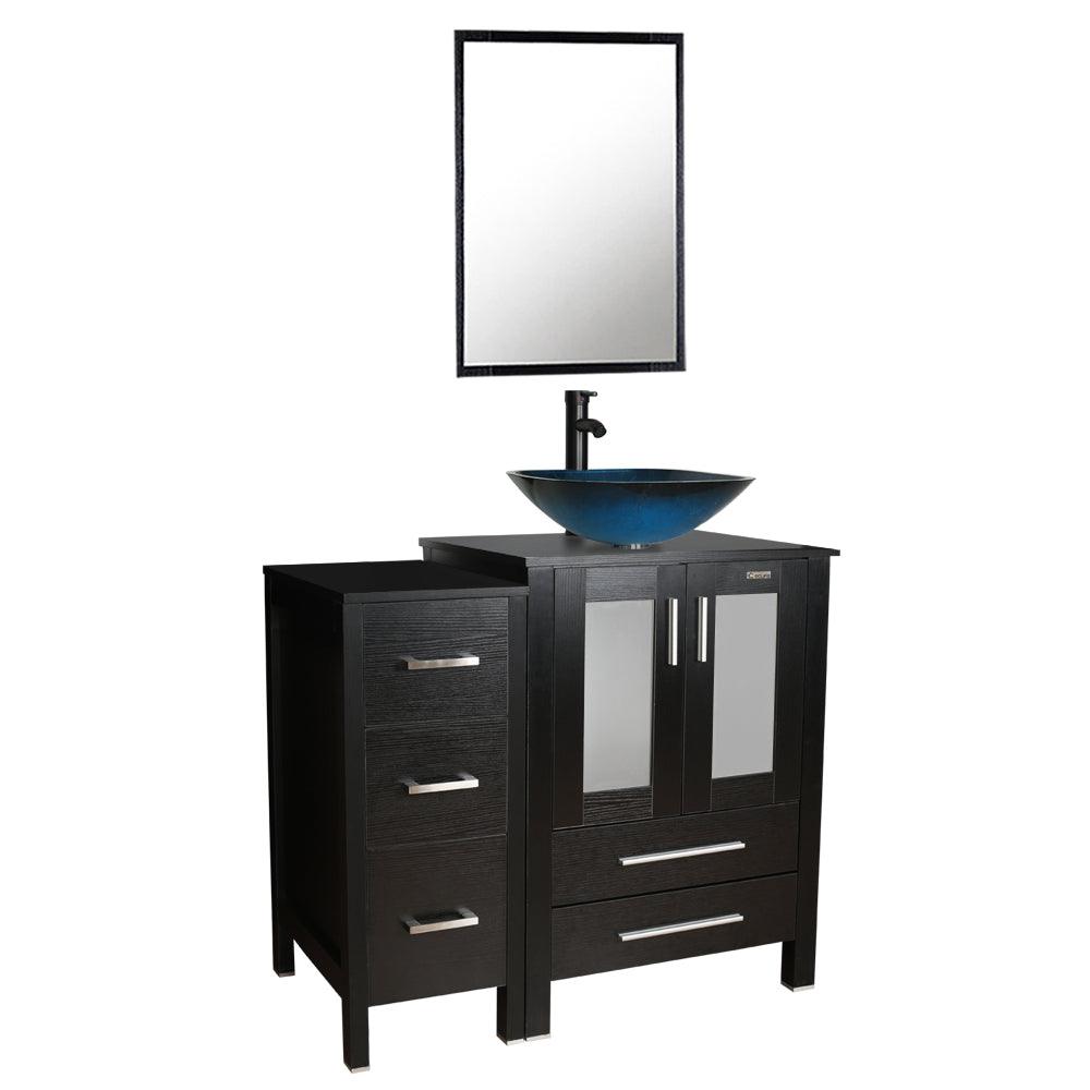 Eclife 36" Modern Pedestal Bathroom Vanity W/Side Cabinet Combo Set