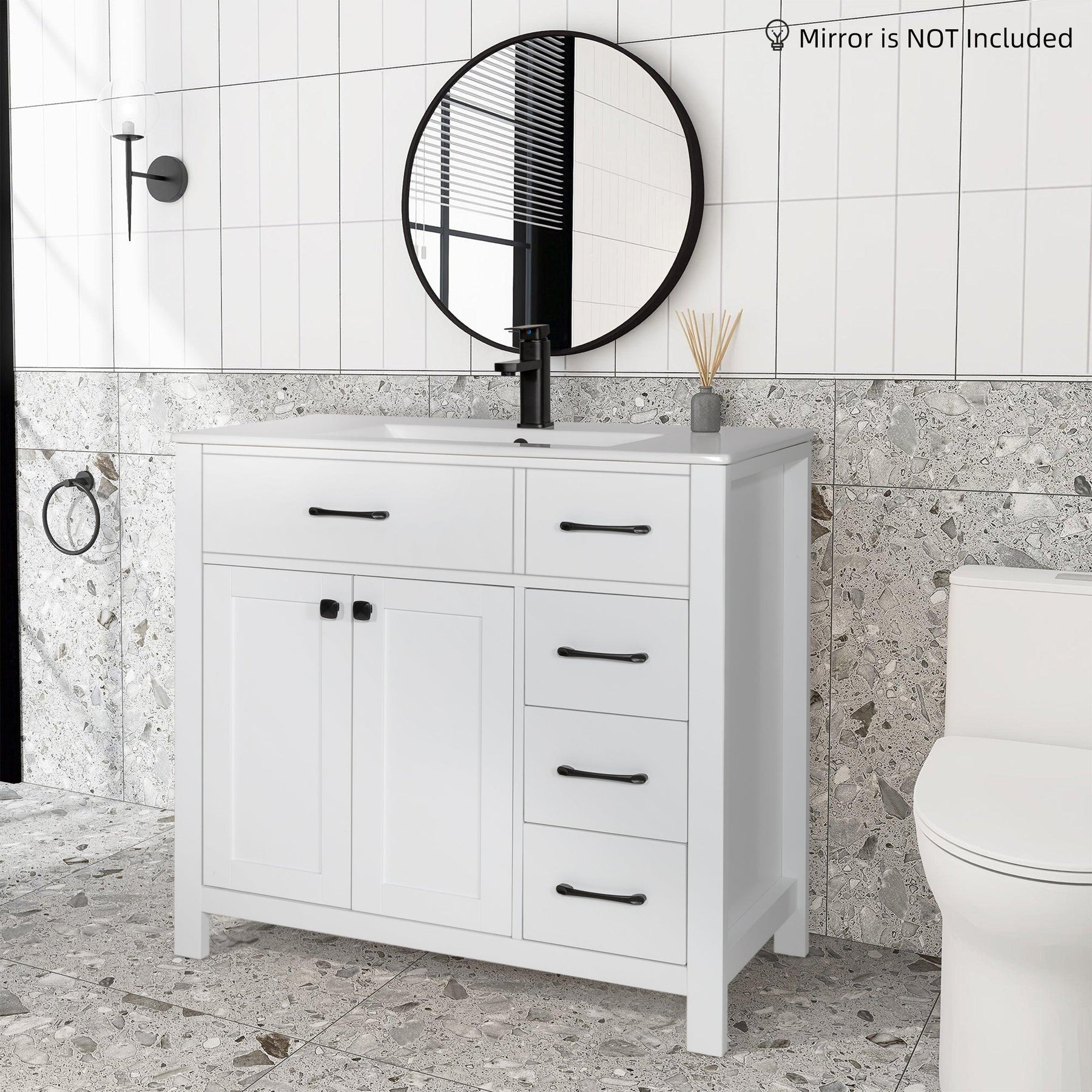Eclife 36" Bathroom Vanity Cabinet with Undermount Vessel Sink Combo