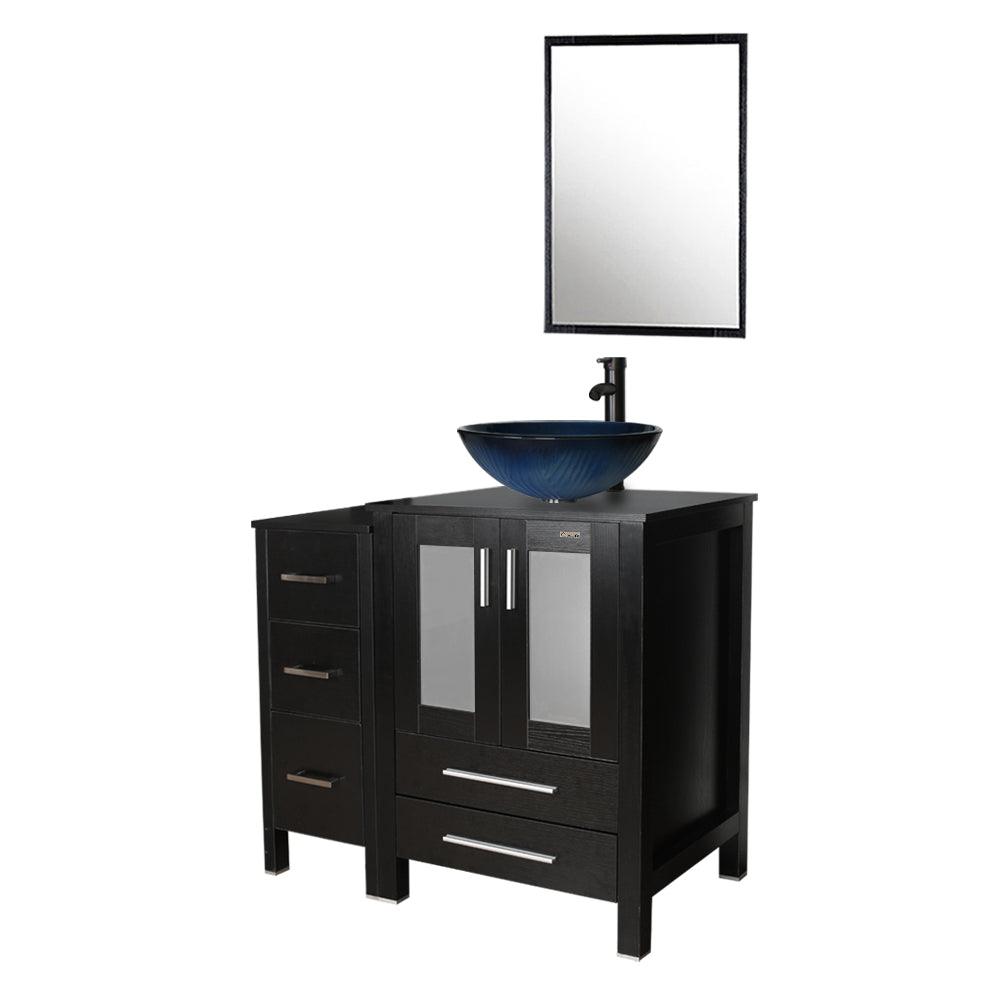 Eclife 36" Modern Pedestal Bathroom Vanity W/Side Cabinet Combo Set