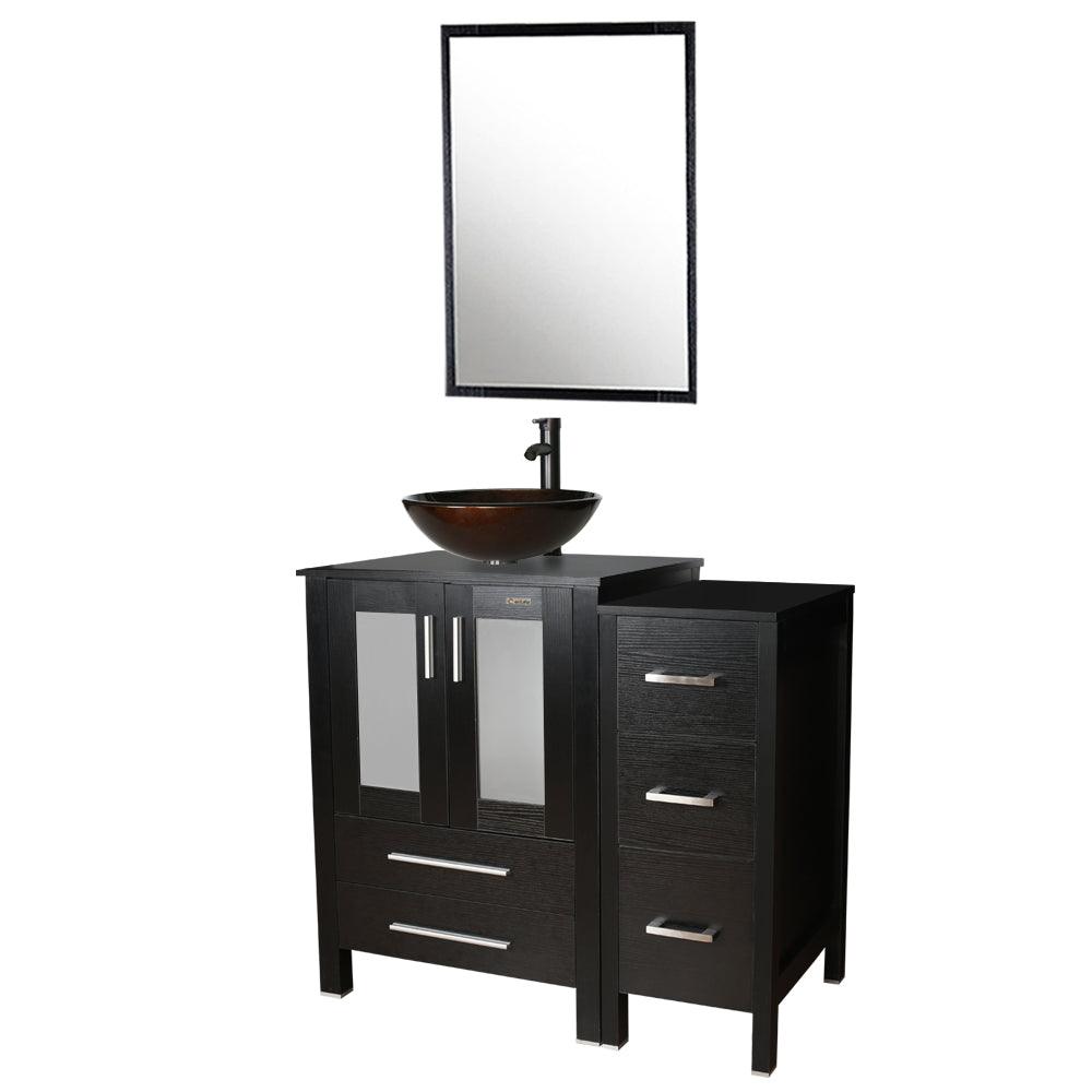 Eclife 36" Modern Pedestal Bathroom Vanity W/Side Cabinet Combo Set