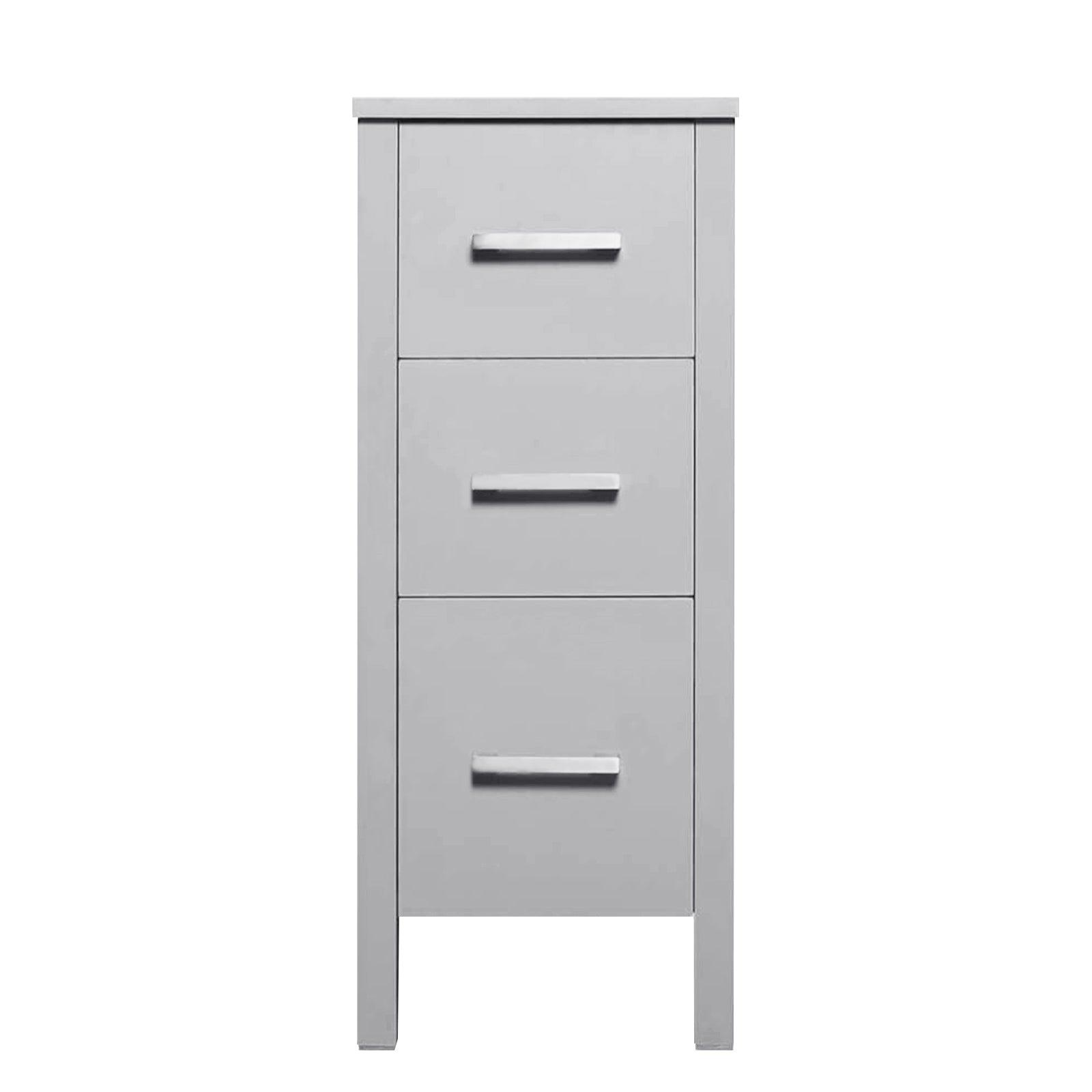 12" Bathroom Cabinet 3 Drawer Organizer Free Standing Single Vanity, Small Nightstand, White Vanity MDF(Ivory)