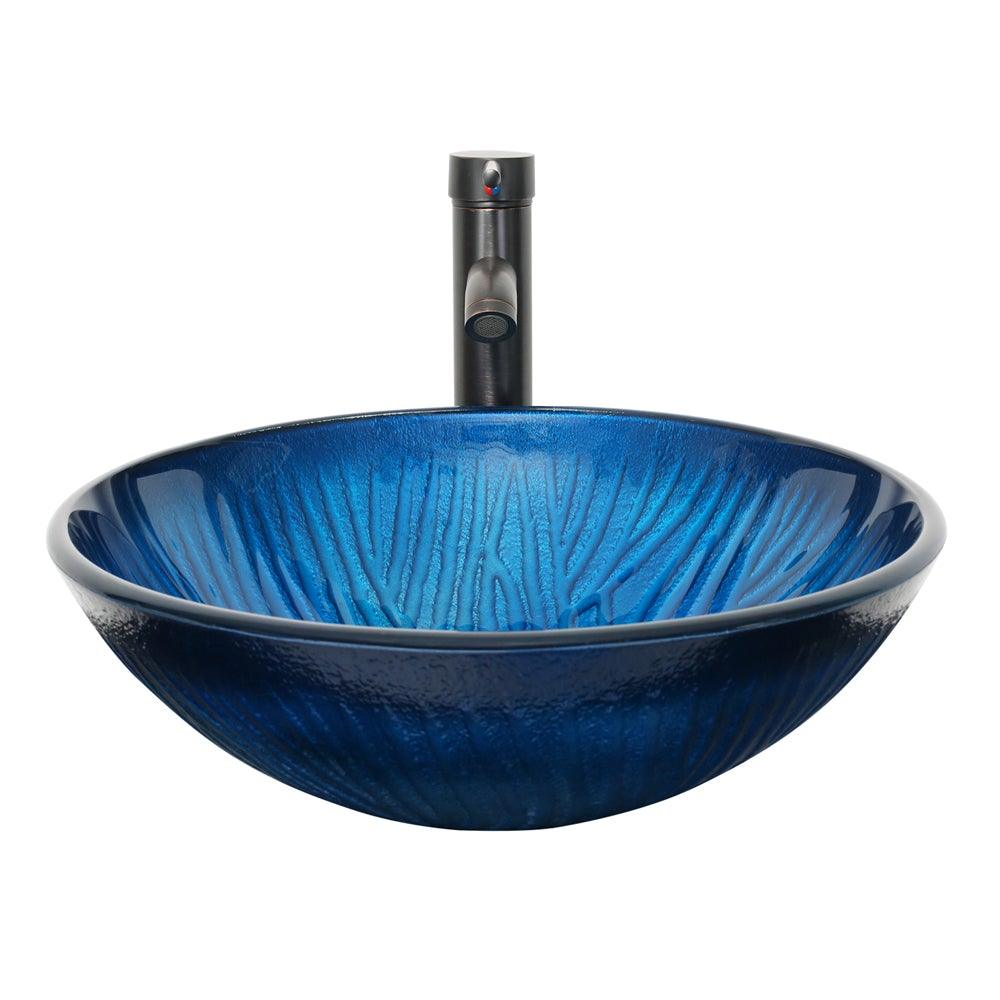 Eclife Ocean Blue Tempered Glass Round Sink