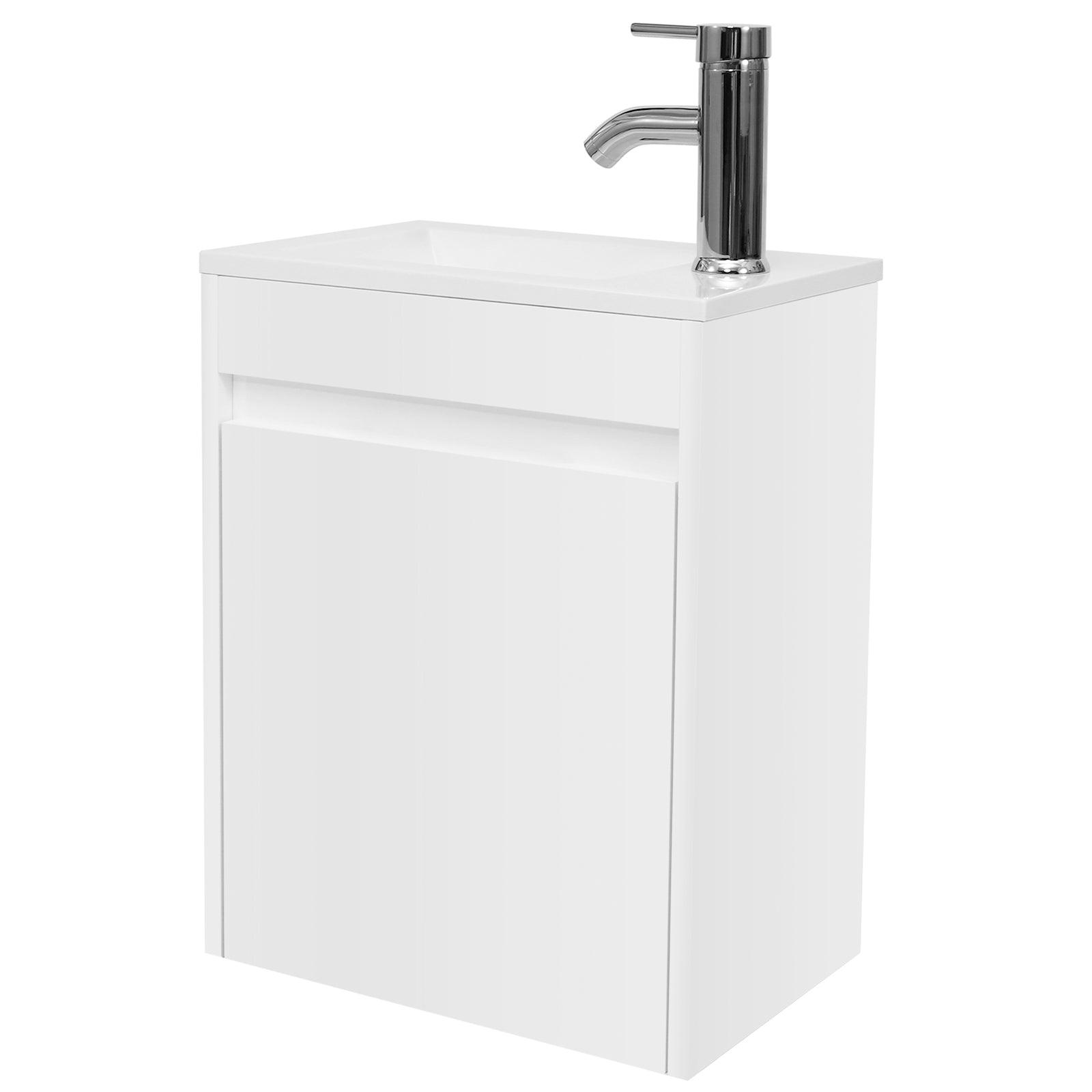 Eclife 16" Bathroom Floating Vanity Sink Combo for Small Space, Modern vanity with vessel sink, white