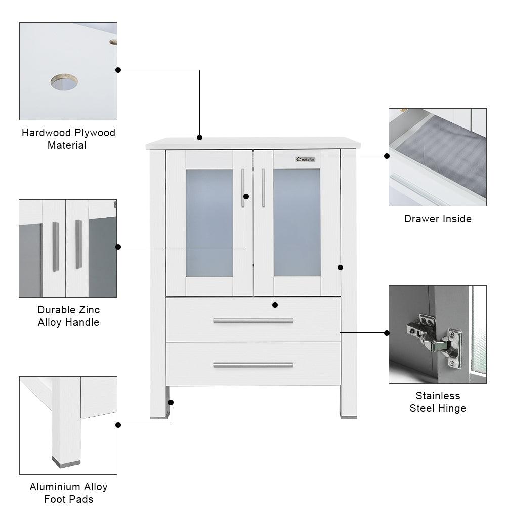Eclife 60" Double Sinks Morden White Bathroom Vanity with Pedestal Side Cabinet And Mirror Combo