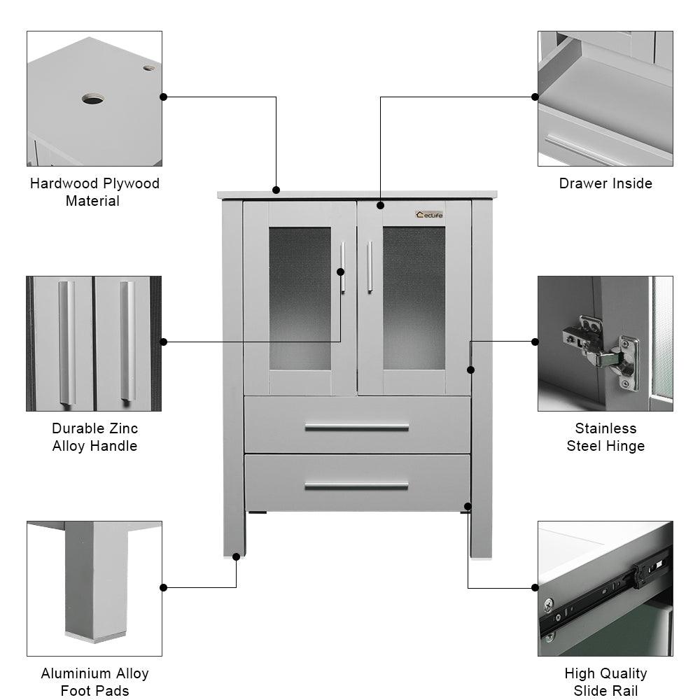 24” Grey Vanity Combo with Doors & Drawers