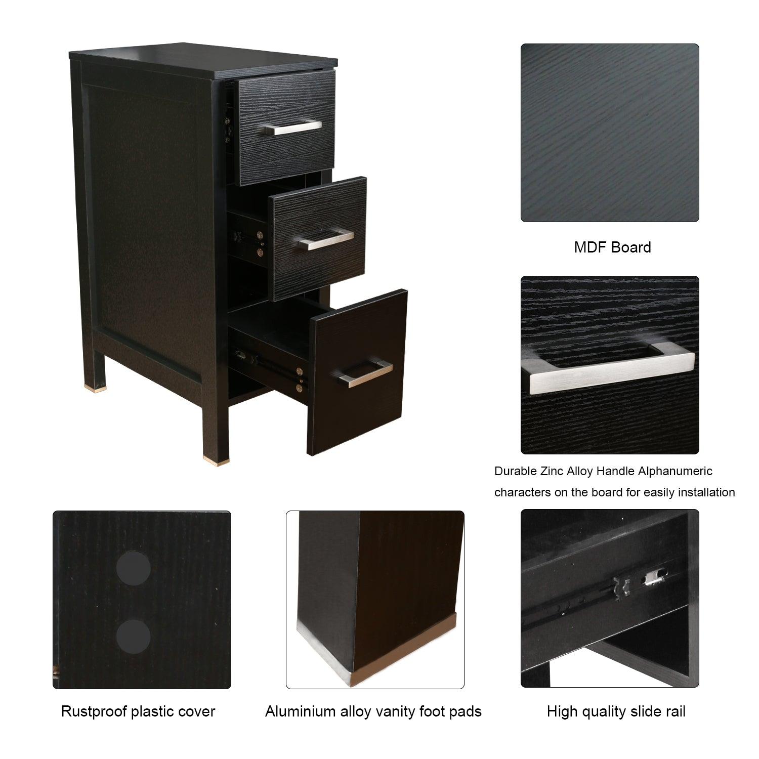 Eclife 36" Modern Pedestal Bathroom Vanity W/Side Cabinet Combo Set