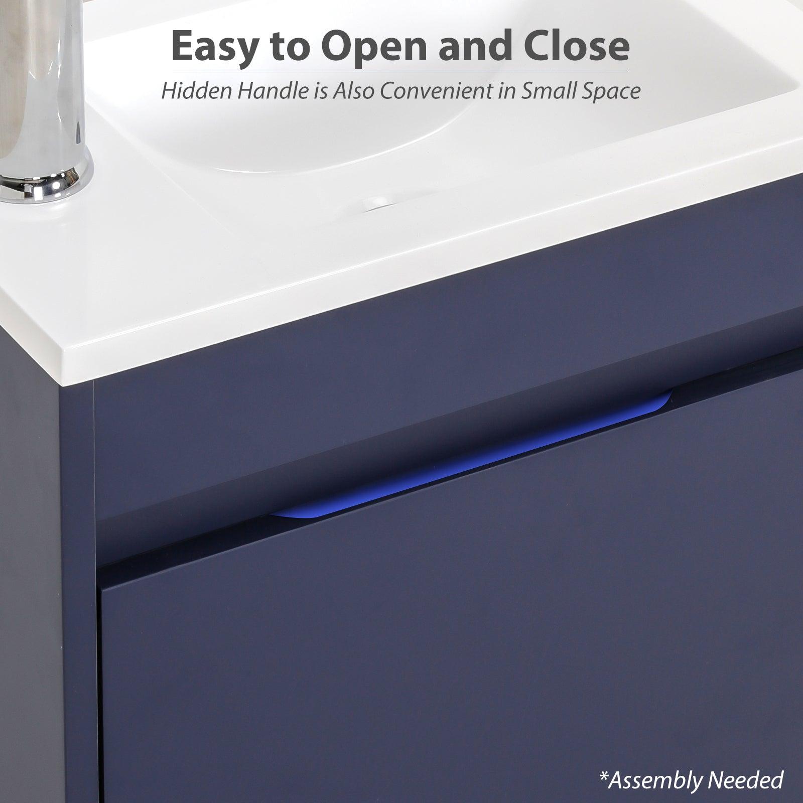 Eclife 16" Bathroom Floating Vanity Sink Combo for Small Space, Modern vanity with vessel sink, white
