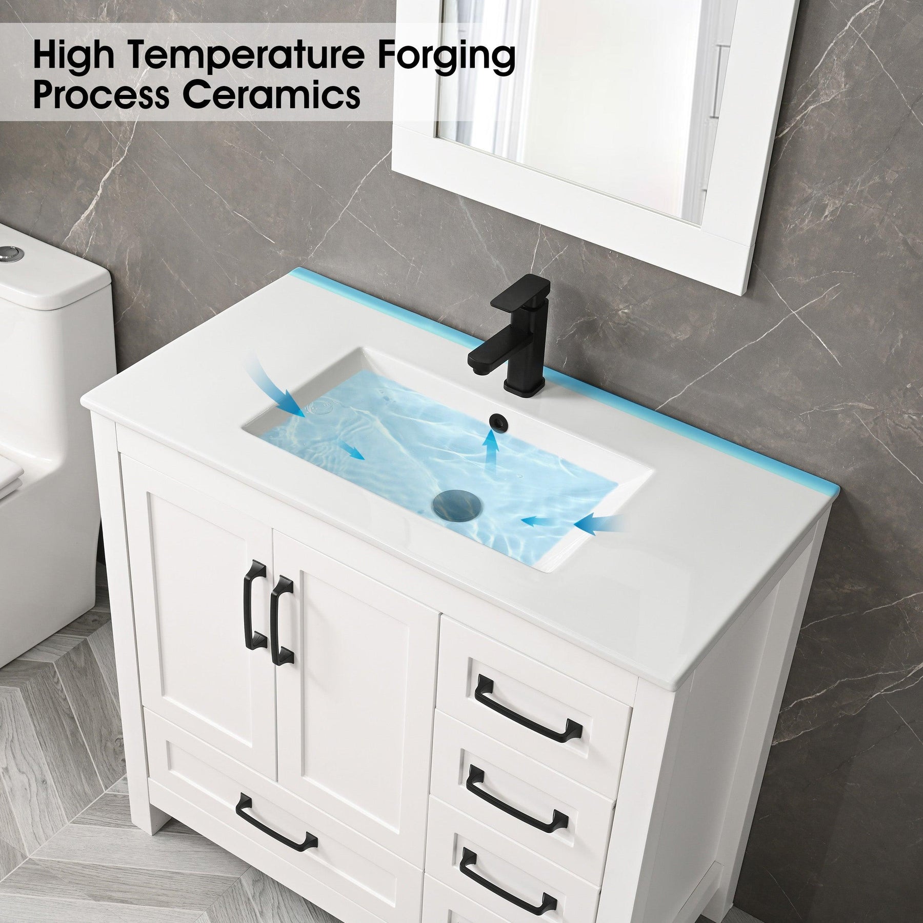 Modern 36" Freestanding Bathroom Vanity Combo with Single Undermount Sink