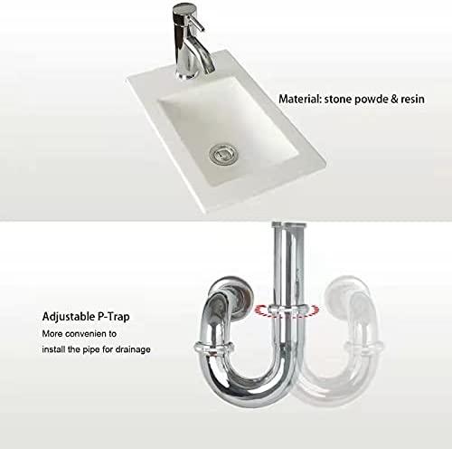 Eclife 16" Bathroom Floating Vanity Sink Combo for Small Space, Modern vanity with vessel sink, white