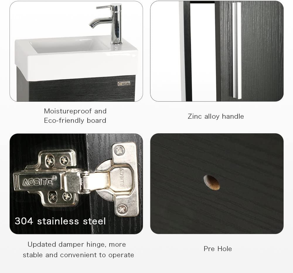 Eclife 18.4’’ Bathroom Vanity Combo,Modern Design Wall Mounted Vanity Set with Terpered Glass Sink Top