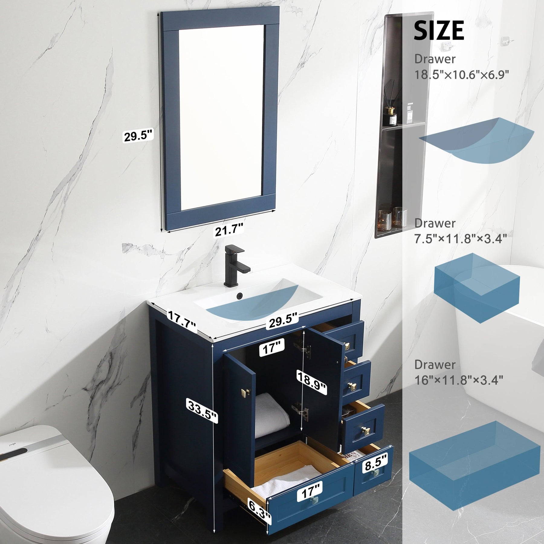 Modern 36" Freestanding Bathroom Vanity Combo with Single Undermount Sink