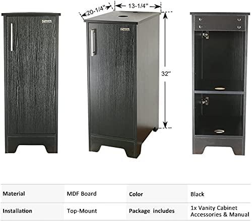 14" Bathroom Vanity and Sink Combo Black Small Vanity Sink & 1.5 GPM Water Save Faucet & Solid Brass Pop Up Drain