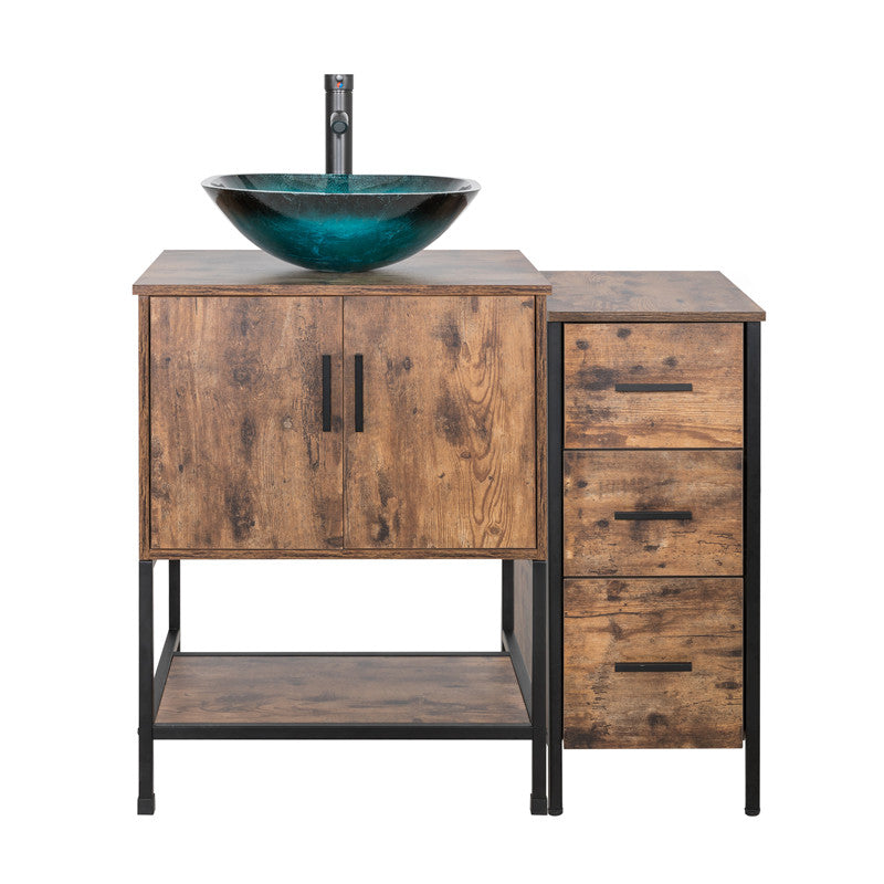 36" BATHROOM VANITY CABINET SINK COMBO W/FREE STANDING 3 DRAWERS SIDE CABINET