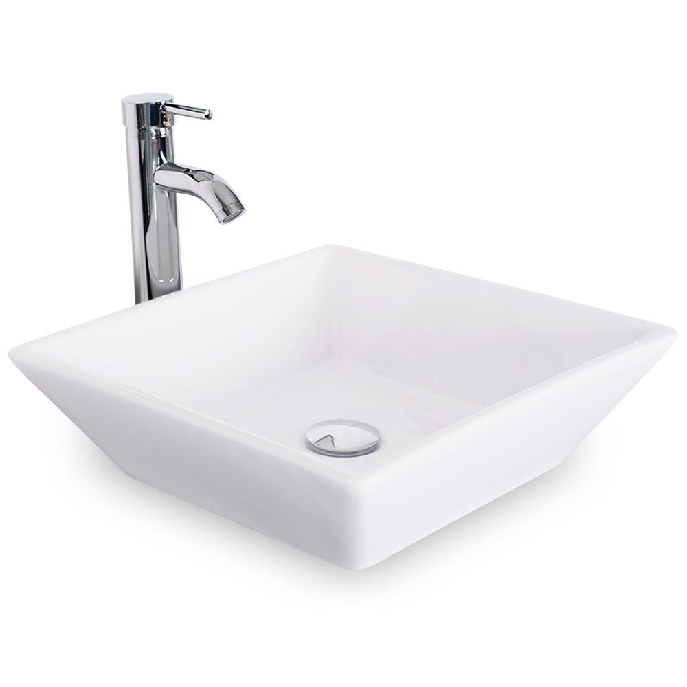 Eclife Ceramic Square Bathroom Sink Bowl