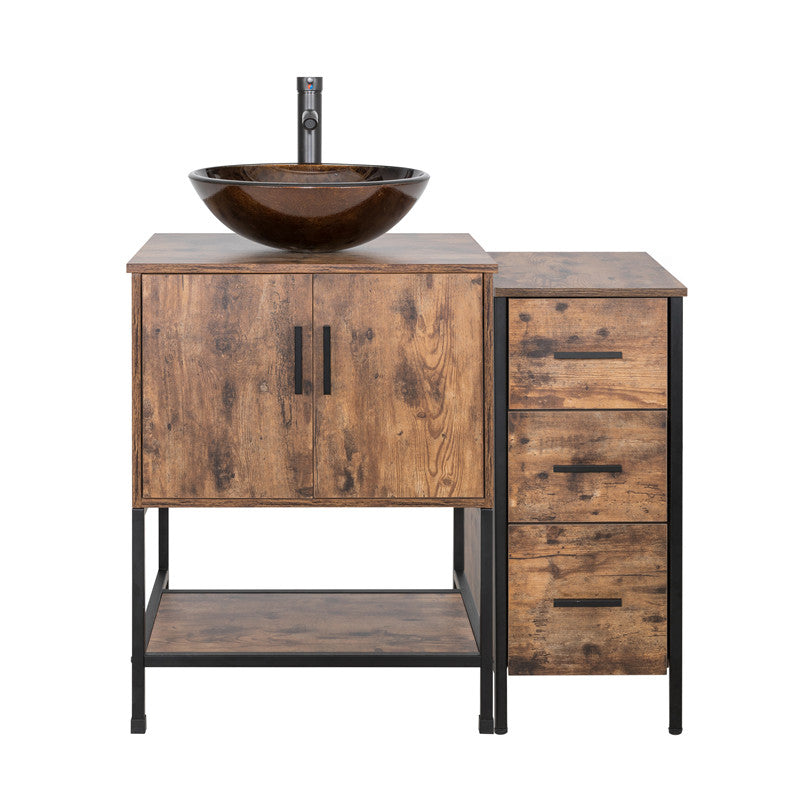36" BATHROOM VANITY CABINET SINK COMBO W/FREE STANDING 3 DRAWERS SIDE CABINET