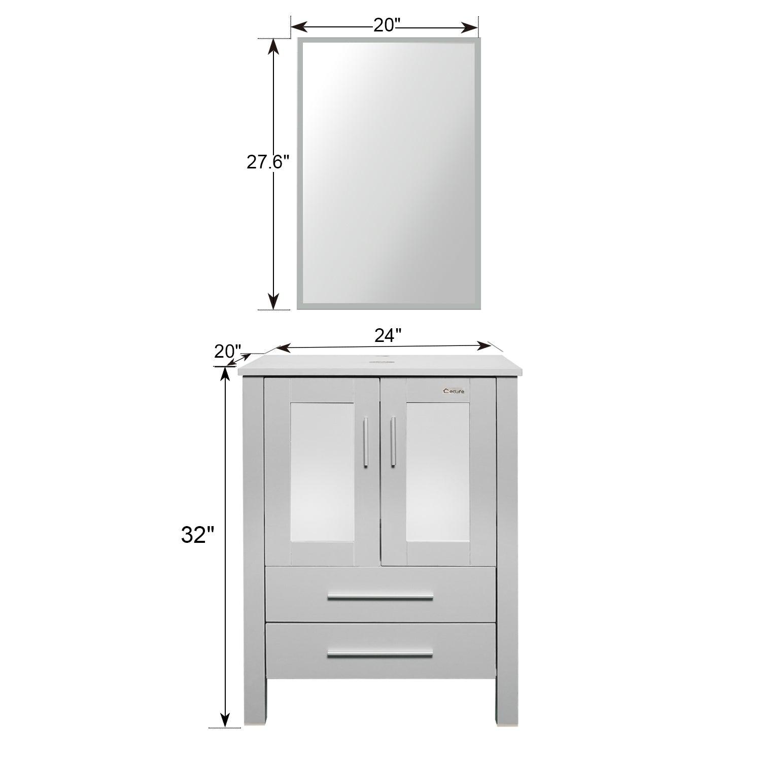 24” Grey Vanity Combo with Doors & Drawers