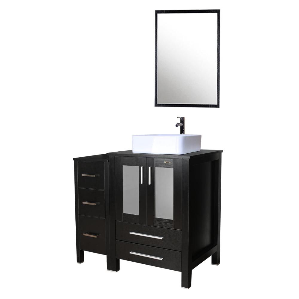 Eclife 36" Modern Pedestal Bathroom Vanity W/Side Cabinet Combo Set