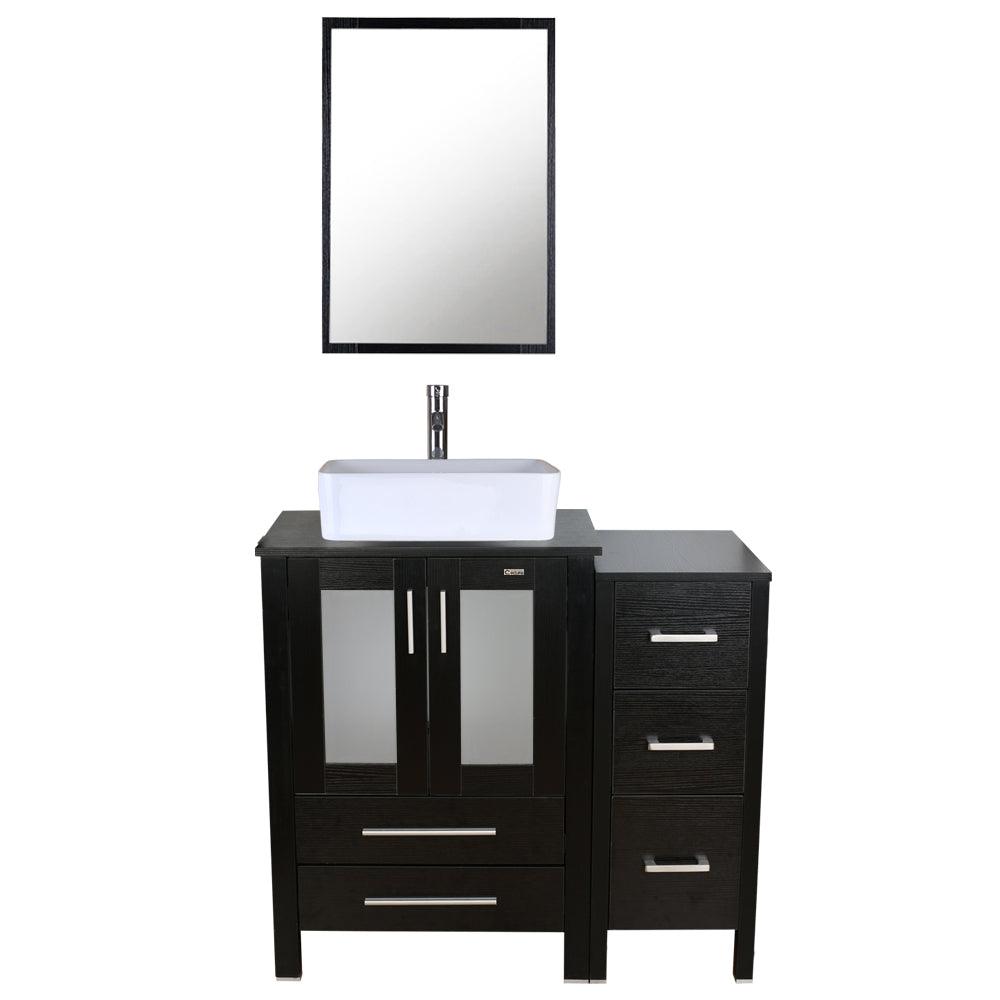 Eclife 36" Modern Pedestal Bathroom Vanity W/Side Cabinet Combo Set