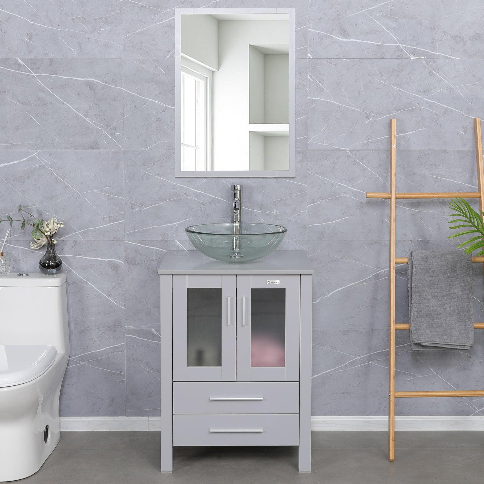 24” Grey Vanity Combo with Doors & Drawers
