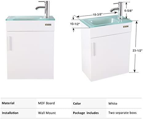 Eclife 18.4’’ Bathroom Vanity Combo,Modern Design Wall Mounted Vanity Set with Terpered Glass Sink Top