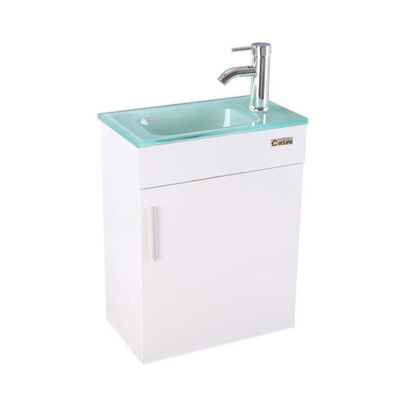 Eclife 18.4’’ Bathroom Vanity Combo,Modern Design Wall Mounted Vanity Set with Terpered Glass Sink Top