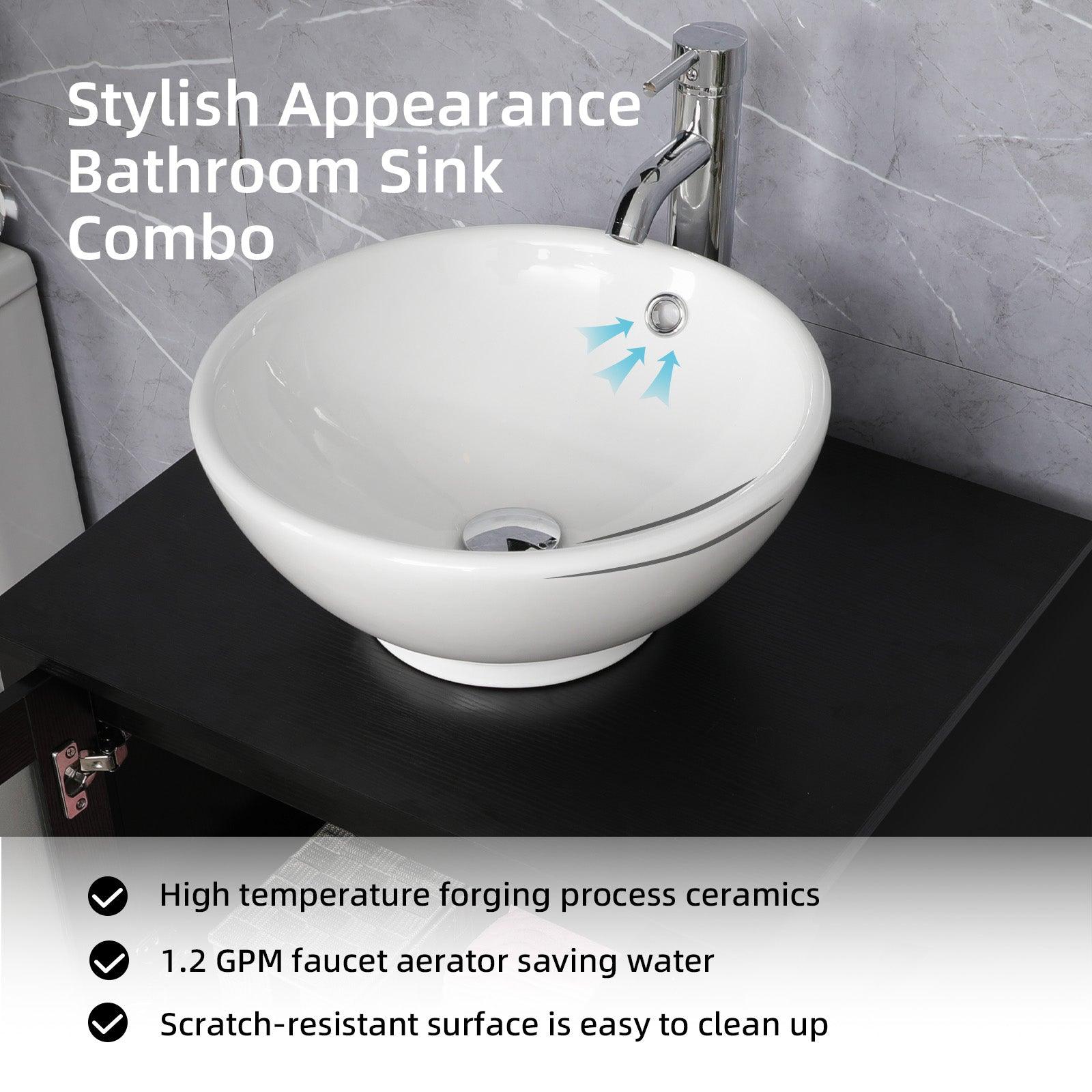 Eclife 36" Modern Pedestal Bathroom Vanity W/Side Cabinet Combo Set