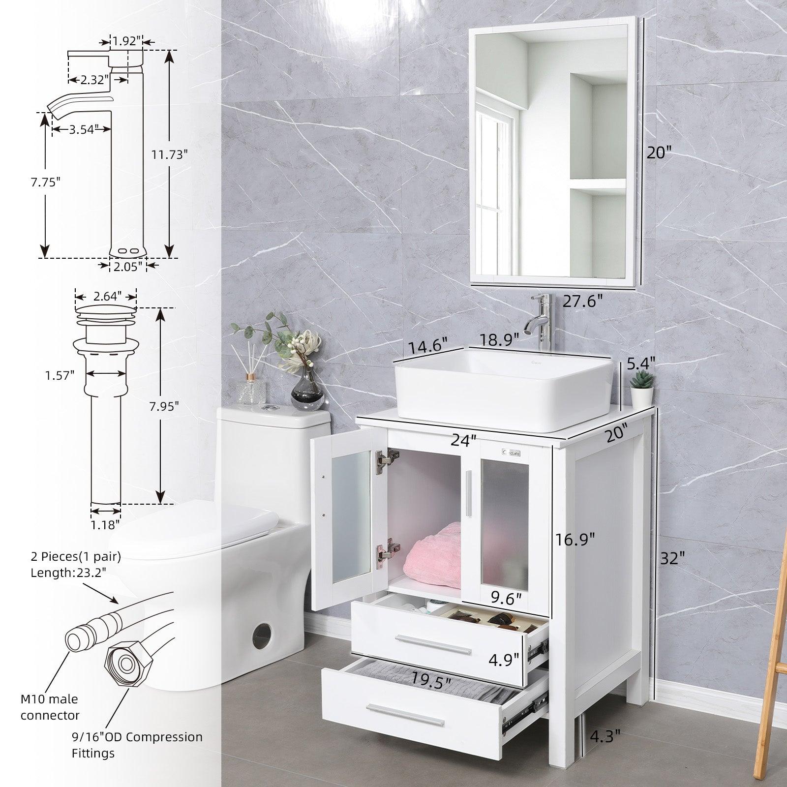 24” Grey Vanity Combo with Doors & Drawers
