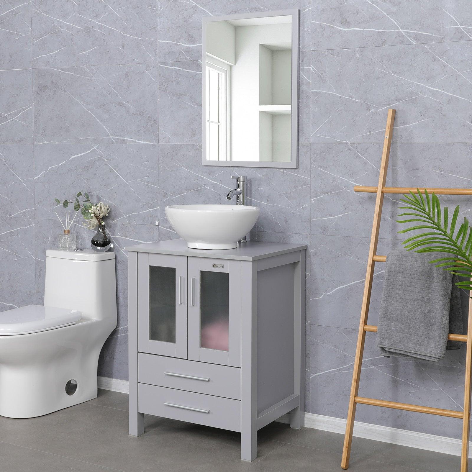 24” Grey Vanity Combo with Doors & Drawers