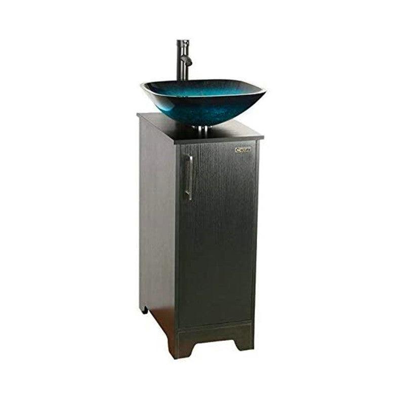 14" Bathroom Vanity and Sink Combo Black Small Vanity Sink & 1.5 GPM Water Save Faucet & Solid Brass Pop Up Drain