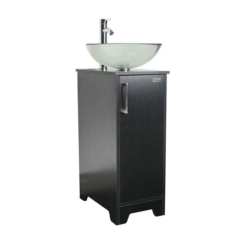14" Bathroom Vanity and Sink Combo Black Small Vanity Sink & 1.5 GPM Water Save Faucet & Solid Brass Pop Up Drain