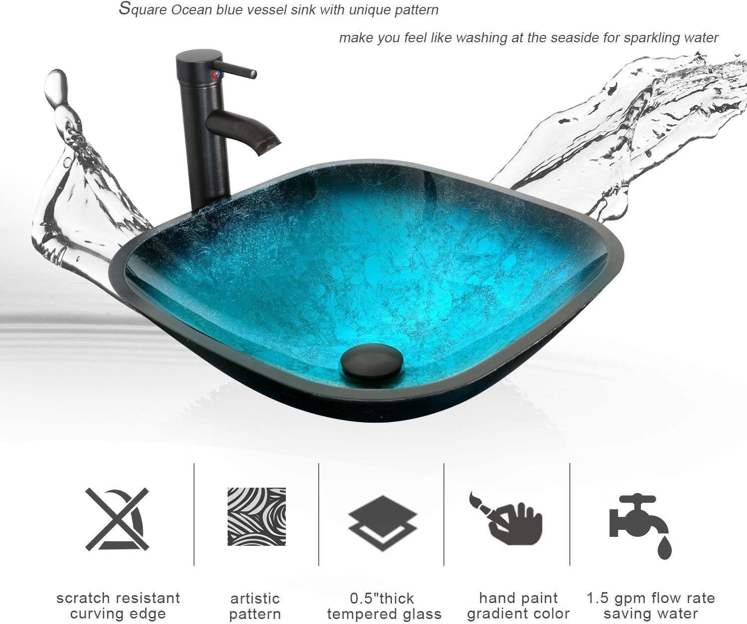 14" Bathroom Vanity and Sink Combo Black Small Vanity Sink & 1.5 GPM Water Save Faucet & Solid Brass Pop Up Drain