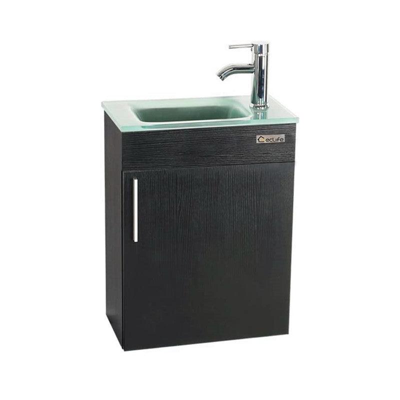 Eclife 18.4’’ Bathroom Vanity Combo,Modern Design Wall Mounted Vanity Set with Terpered Glass Sink Top